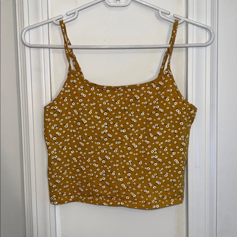 Floral Mustard Yellow Crop Top